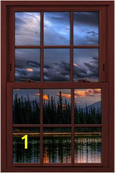 Fake window illusion poster Mountains and River View Window View Window Wall Fake