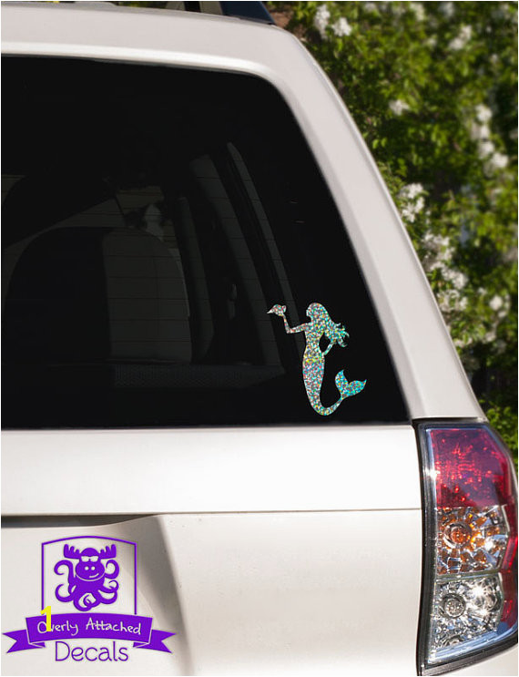 Mermaid with Seashell Car Window Decal