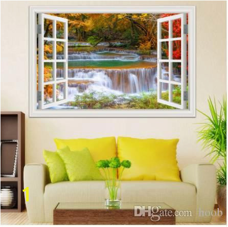 3D Window View Wall Sticker Decal Sticker Home Decor Living Room Nature Landscape Decal Waterfall Mural Wallpaper Wall Art Wall Decal Decor Wall Decal