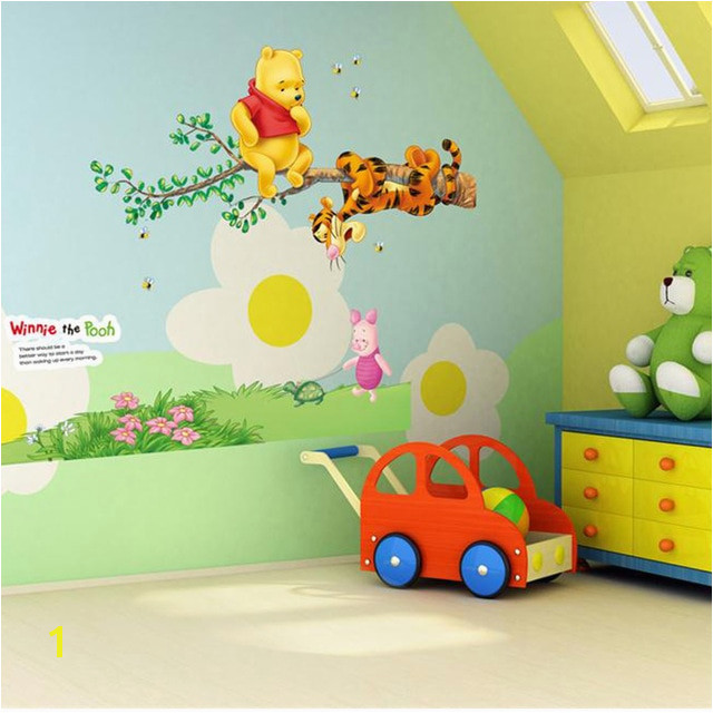 popular cartoon Winnie the Pooh home decor baby kids room decoration wall stickers child nursery animal bear tiger tree wall art