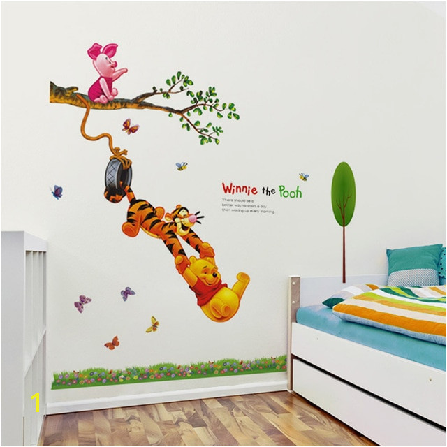 Animal cartoon Winnie The Pooh tree wall stickers for kids baby rooms boys girl home decor