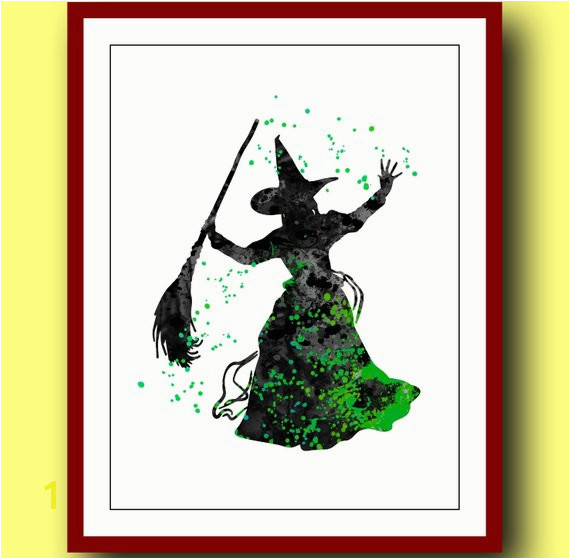 Wicked Witch Poster Watercolor Poster Disney Wizard of Oz Poster Wicked Witch Magic Art Print Wall