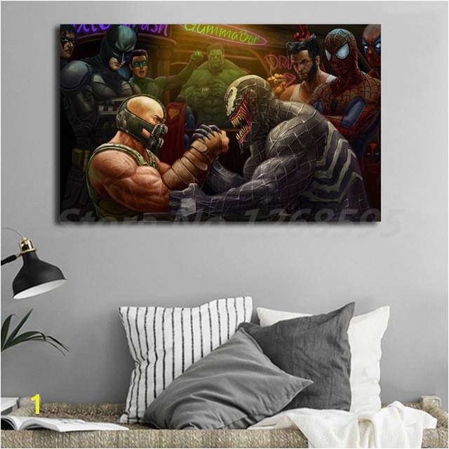 Venom Marvel Vs Bane DC In An Arm Wrestling Match Art Canvas Poster Painting Wall Picture Print Home Bedroom Decoration