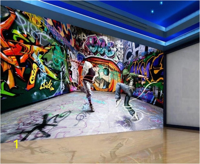 Wwe Mural Dancing Youth Graffiti Mural Backdrop 3d Stereoscopic Wallpaper