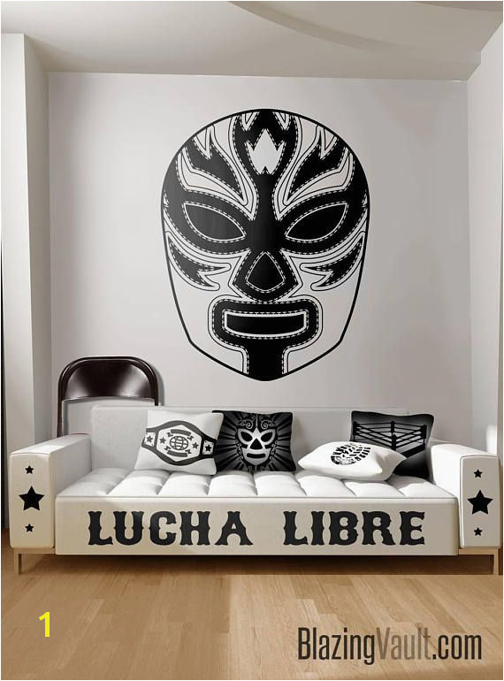 Luchador 2 Mask Wall Decal Mexican Wrestling Mascara Lucha