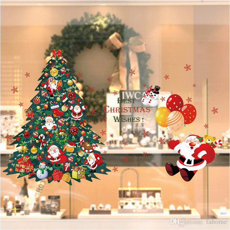 Shop Window Glass Christmas Tree Santa Claus Wall Sticker Home Decorations Christmas DIY Home Decor Art Wallpaper Decorative Wall Stickers Decorative Wall