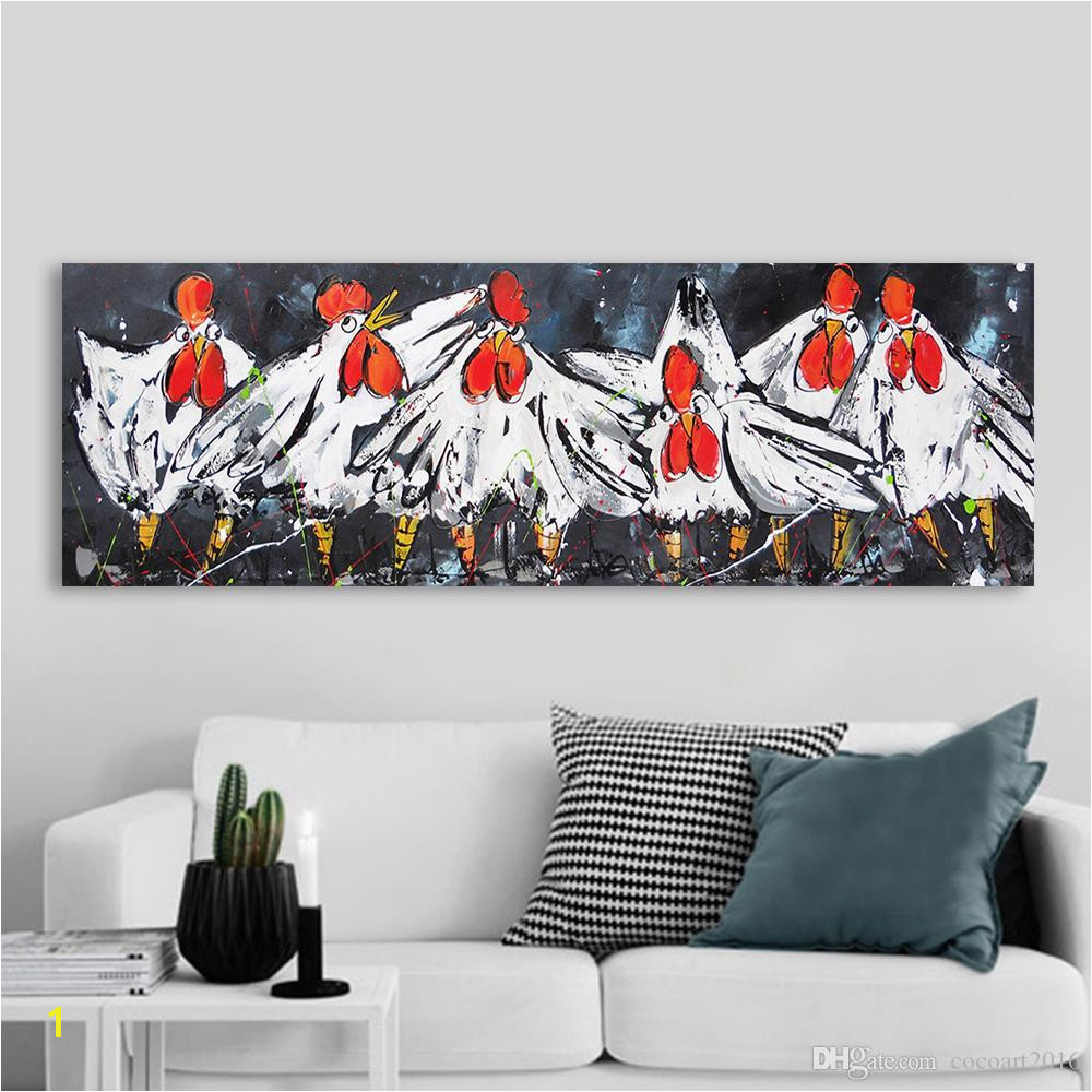 Zebra Print Wall Murals 2019 Vrolijk Schilderij Wall Art Canvas Happy Chicken Painting