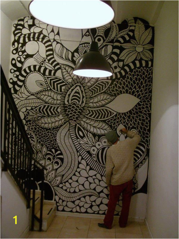 Zentangle Wall Mural Marianopadilla Mural Wall Painting Uni Posca On 19m² Wall