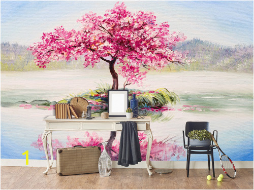 3d Cherry Blossom Wall Mural 3d Red Tree Wallpaper Wall Murals Self Adhesive Removable Wallpaper