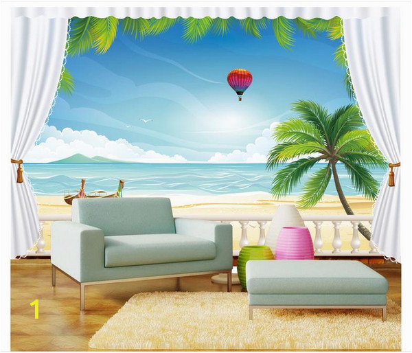 3d Ocean Wall Murals High End Custom 3d Wallpaper Murals Wall Paper Hot Air Balloon Beach 3d Living Room Wallpaper Background Wall Home Decor Hd Widescreen