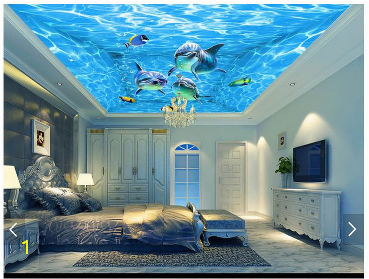 3d Ocean Wall Murals Us $9 96 Off 3d Wallpaper Custom 3d Ceiling Wallpaper Murals Beautiful Blue Ocean Water Dolphin Ceiling Murals 3d Living Room Photo Wallpaper W