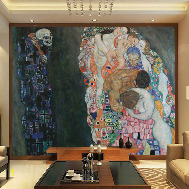 3d Wall Mural Painting Gustav Klimt Oil Painting Life and Death Wall Murals