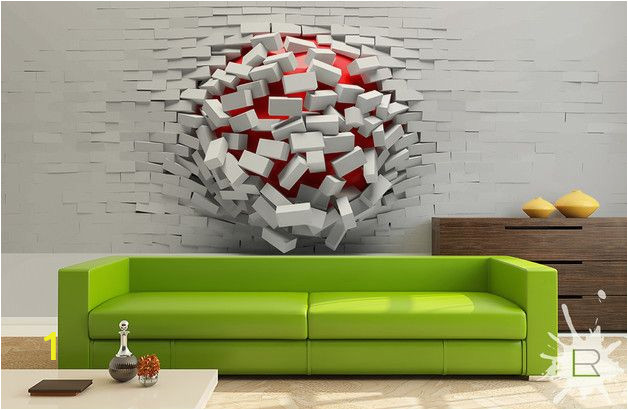 3d Wall Murals for Bedrooms Really Cool Wall Art – 3d Ball In Wall – A Unique Product by