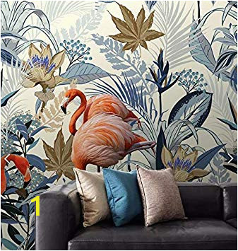 3d Wall Murals for Dining Room Amazon nordic Tropical Flamingo Wallpaper Mural for