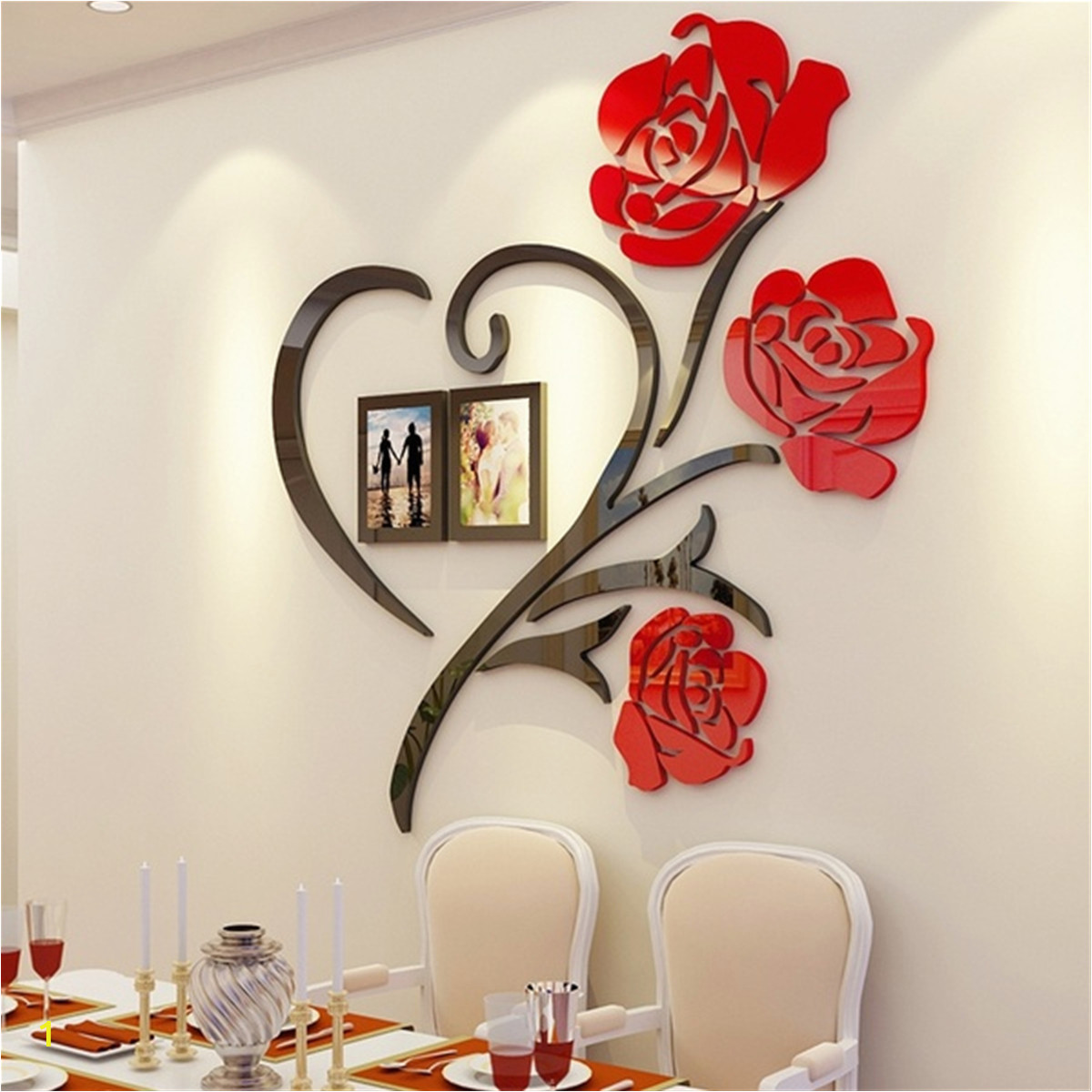 3d Wall Murals for Dining Room Details About 3d Acrylic Wall Sticker Love Rose Frame Art Decor Living Room Home Decal