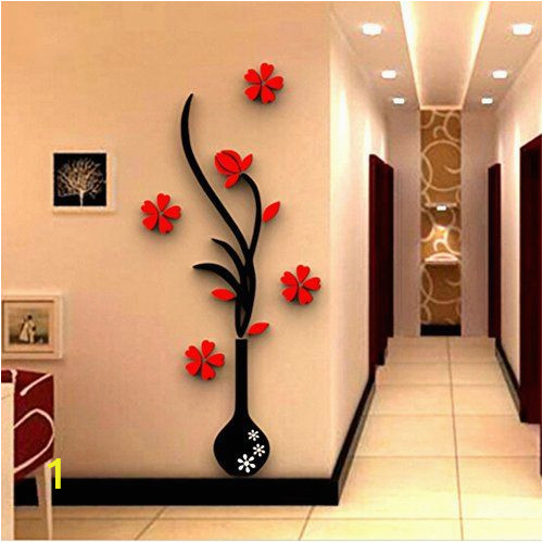 3d Wall Murals India $11 25 Foerteng Diy Vase Flower Tree Wall Decals Crystal