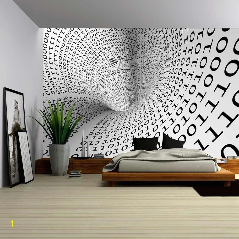 Abstract 3d Wall Murals Wall26 Abstract Image Of Tunnel with Binary Language