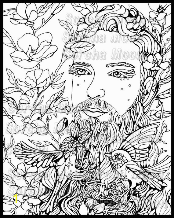 Adult Coloring Pages for Men Bearded Man Coloring Page for Adults Products