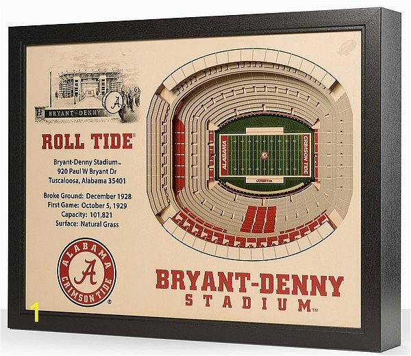 alabama crimson tide wooden 25 layer stadiumview 3d wall art bryant denny stadium p