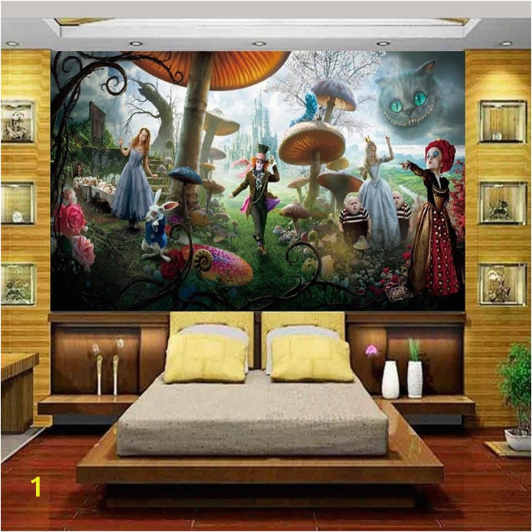 Alice In Wonderland Wall Mural Us $13 86 Off Rozmiar Niestandardowy 3d Fototapeta Salon Dzieci Mural Alicja W Krainie Czar³w 3d Malowanie TÅa WÅ³kniny Tapeta Na ÅcianÄ 3d W