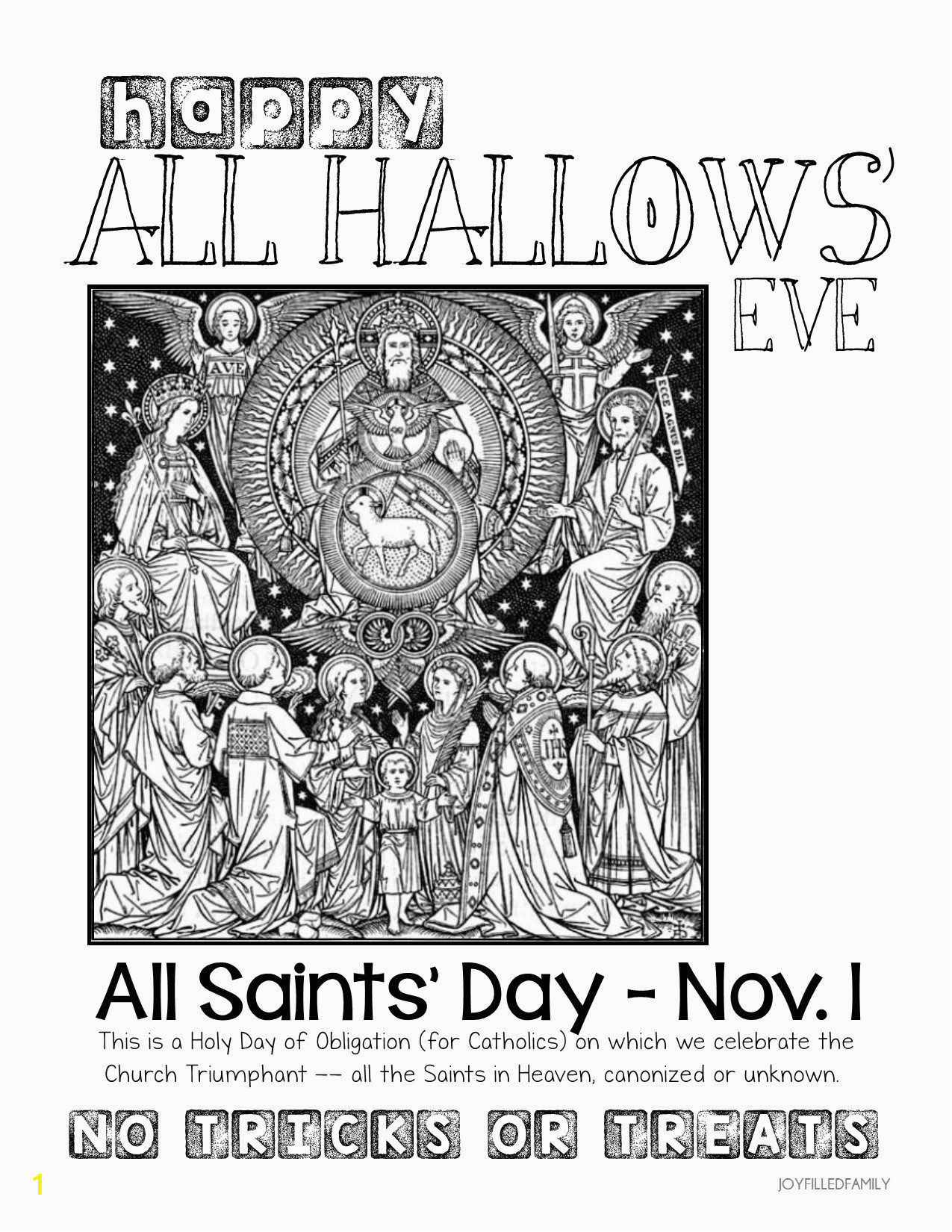 All Saints Day Coloring Pages for Kids Printable for All Hallows Eve All Saints Day Reminder