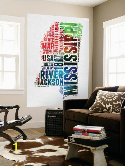 Another Word for Wall Mural Mississippi Watercolor Word Cloud Wall Mural by Naxart