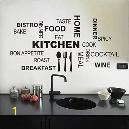 Another Word for Wall Mural Wallpark Black English Words Knife fork Home Kitchen