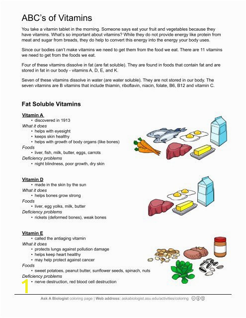 ask a biologist abcs of vitamins worksheet summary