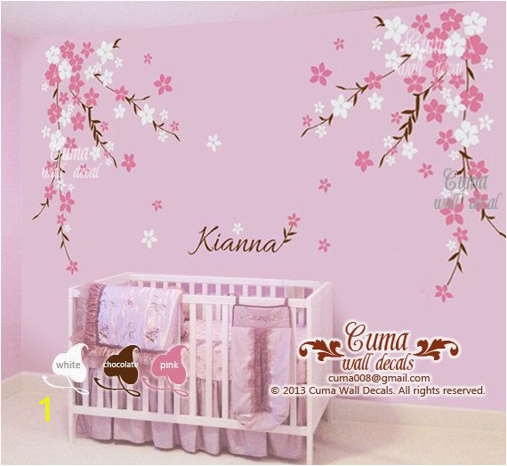 Baby Name Wall Murals Nursery Wall Decal Baby Girl and Name Wall Decals Flowers