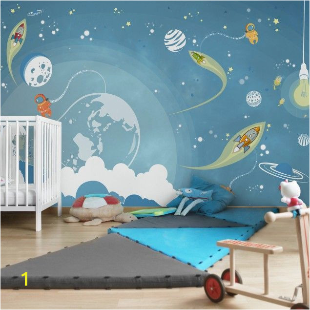 Baby Wall Mural Ideas Non Woven Wallpaper No Mw16 Colorful Space Bustle Mural