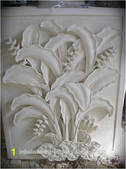 Bali Stone Wall Murals source Relief Wall Carving with Heliconia Design On M