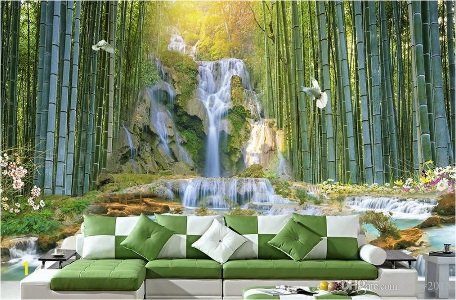 Bamboo Wall Mural Wallpaper Custom 3d Wall Murals Wallpaper Wall Painting Stereoscopic Zhulin Waterfall Water Park 3d Living Room Tv Backdrop Mural Pc Wallpaper Pc Wallpaper In