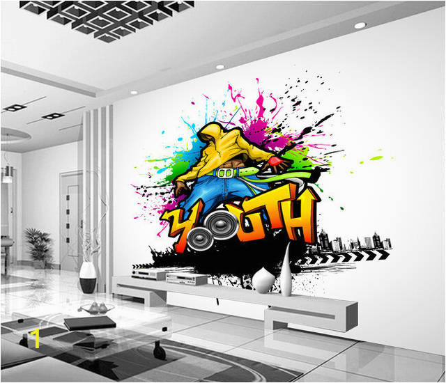 Custom papel DE parede 3 d music and dance graffiti murals for bar KTV background wall 640x640q70