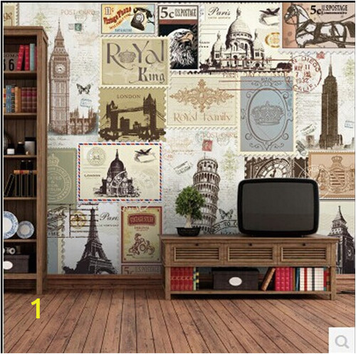 Fashion vintage 3d wallpaper mural European style retro British Cafe Bar Club TV background wall paper