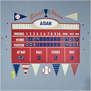 Baseball Scoreboard Wall Mural Amazon Baseball athlete Scoreboard Peel & Place Wall