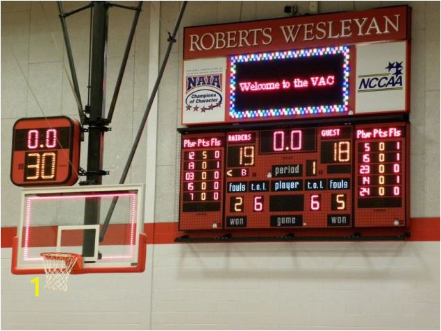 Basketball Scoreboard Wall Mural Full Feature Scoreboard with Player Stat Panels and A 4 X 8