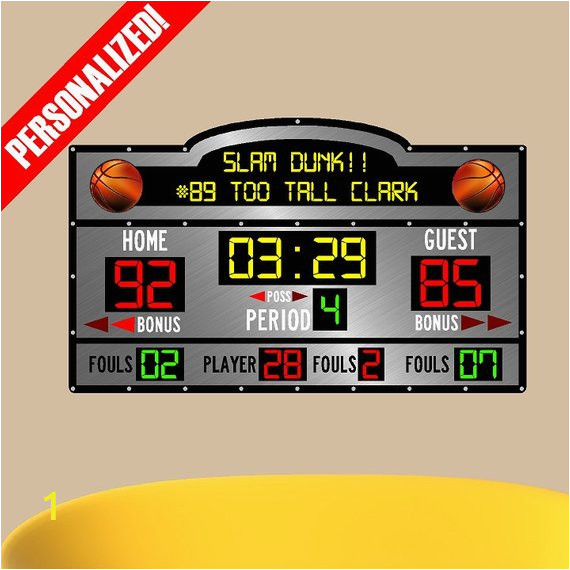 Basketball Scoreboard Wall Mural Personalized Custom Scoreboard Basketball Wall Decal Sticker