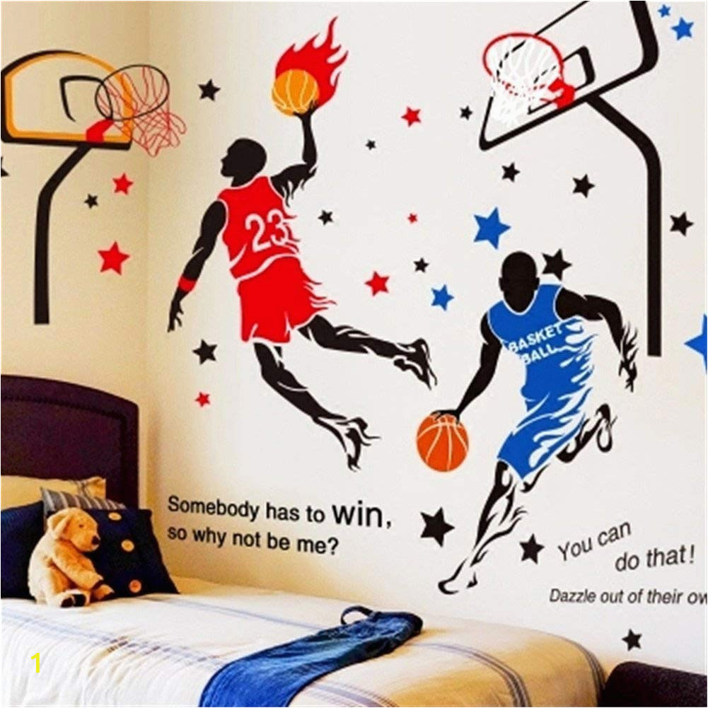 Basketball Wall Murals Large Kelay Fs 3d Basketball Wall Decals Sports Decals Basketball Stickers Wall Decor Basketball Player Wall Stickers for Boys Room Bedroom Decor