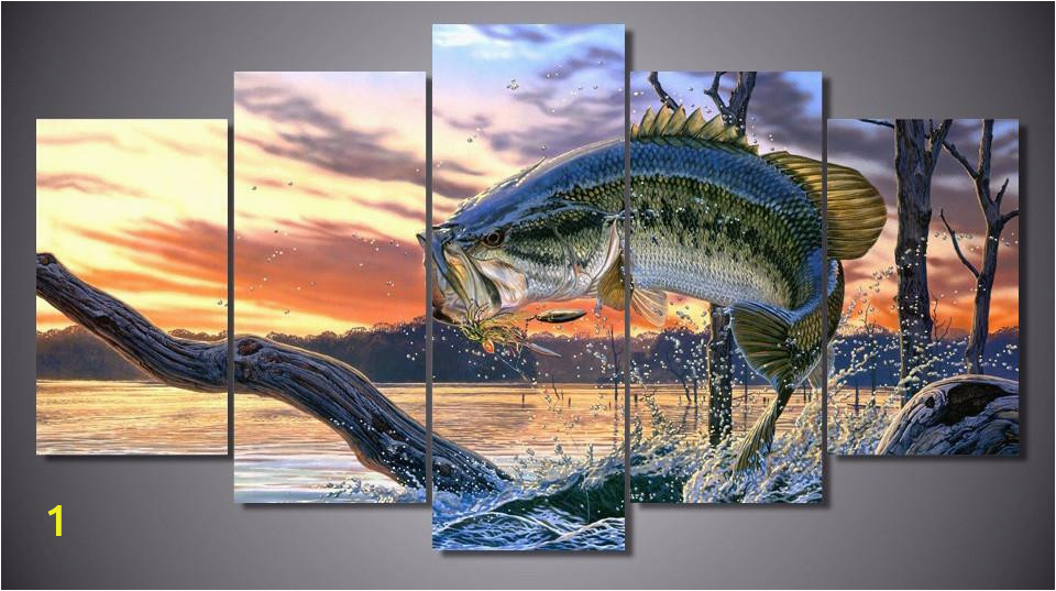 Bass Fishing Wall Murals Bass Fishing Dream 5 Piece Wall Art Canvas