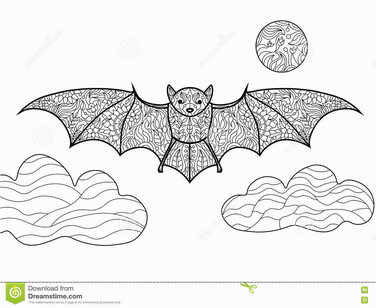 Bat Coloring Pages to Print Bat Coloring Book for Adults Vector Stock Vector