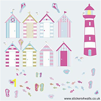 Beach Hut Wall Mural Reusable Beach Hut Wall Stcikers Pink Seaside Beach Hut Wall Decals Seaside Wall Decals Beach Hut Wall Art Beach Hut Decor