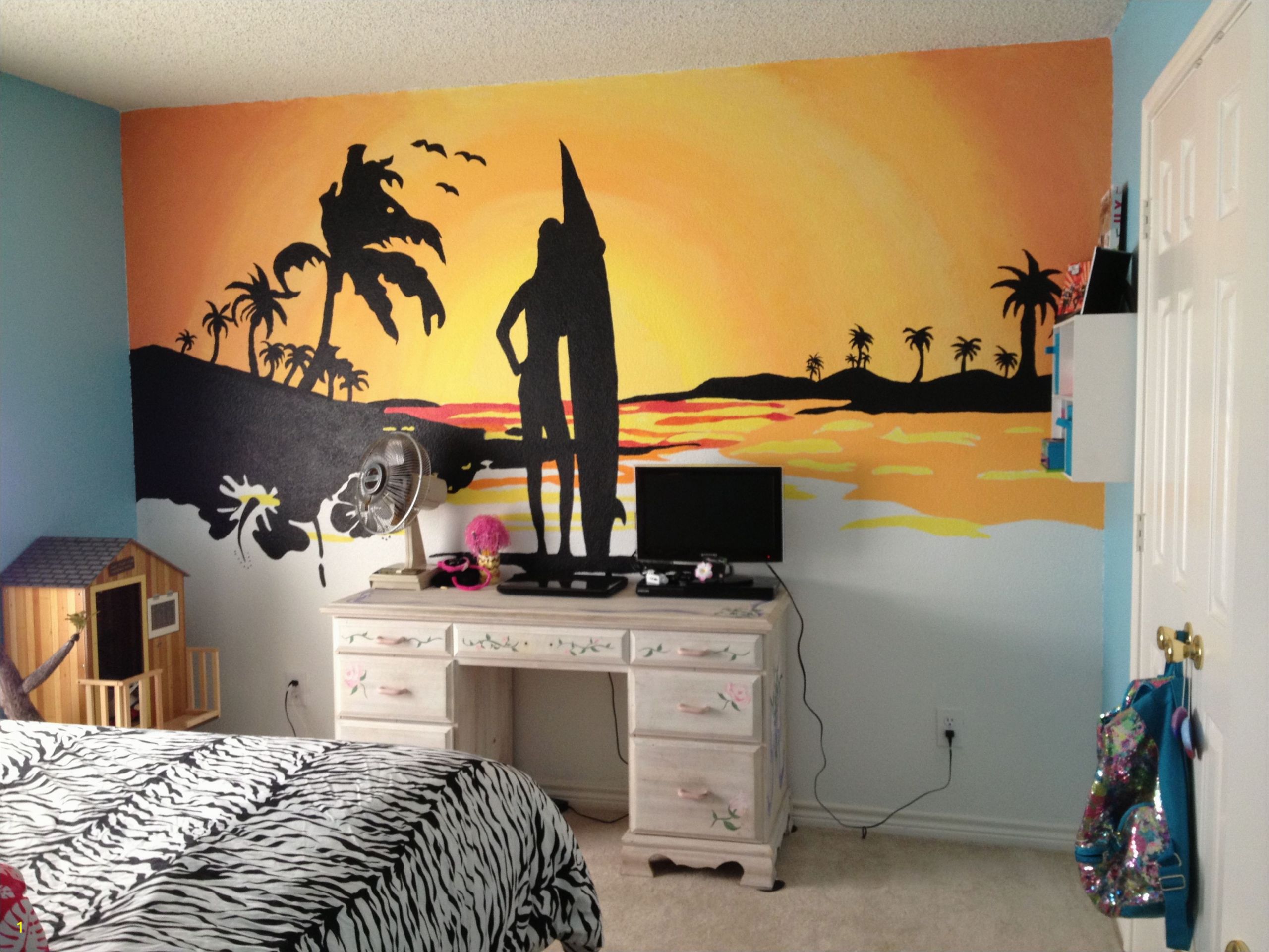 Beach Sunset Wall Mural Beach Sunset Mural My Husband and I Painted for My 10 Year