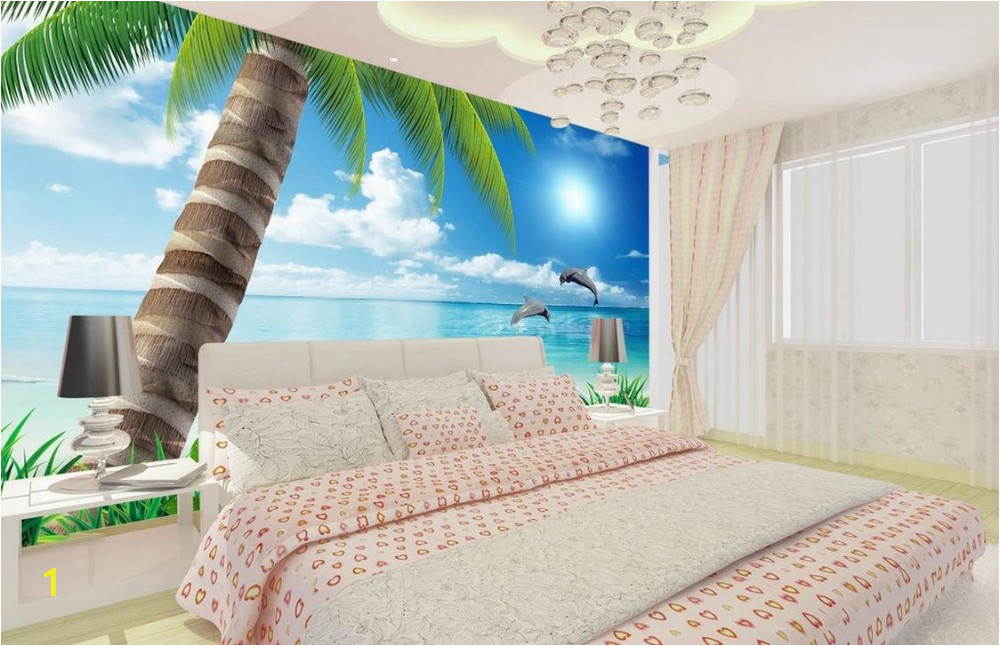 Beach Sunset Wall Mural Us $12 6 Off Palm Beach Scenery Tv Backdrop Landscape Wallpaper Murals 3d Mural Designs Home Decoration In Wallpapers From Home Improvement On