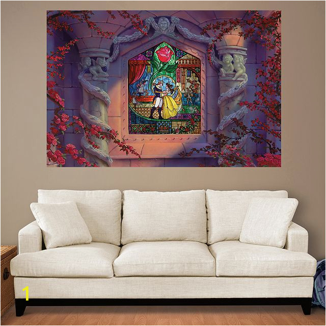 Beauty and the Beast Wall Mural Beauty and the Beast Stained Glass Mural Huge Ficially