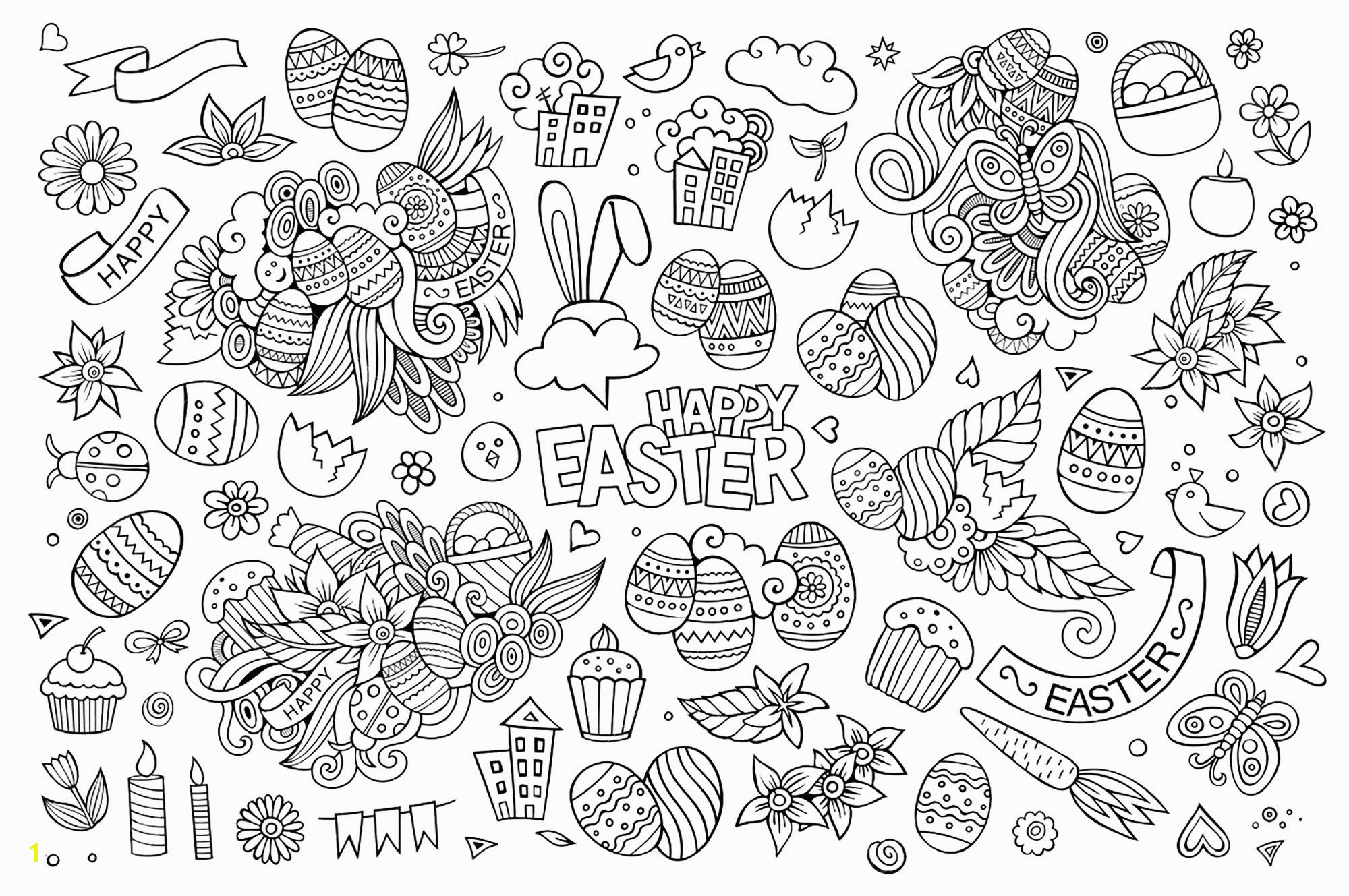 easterlt coloring egg hunt pages unique simple doodle ideas happy easter day pages