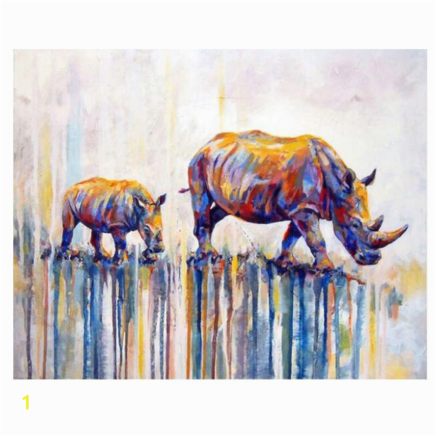 Best Acrylic Paint for Wall Murals Ween Abstract Animal Diy Painting by Numbers Kits Rhinoceros