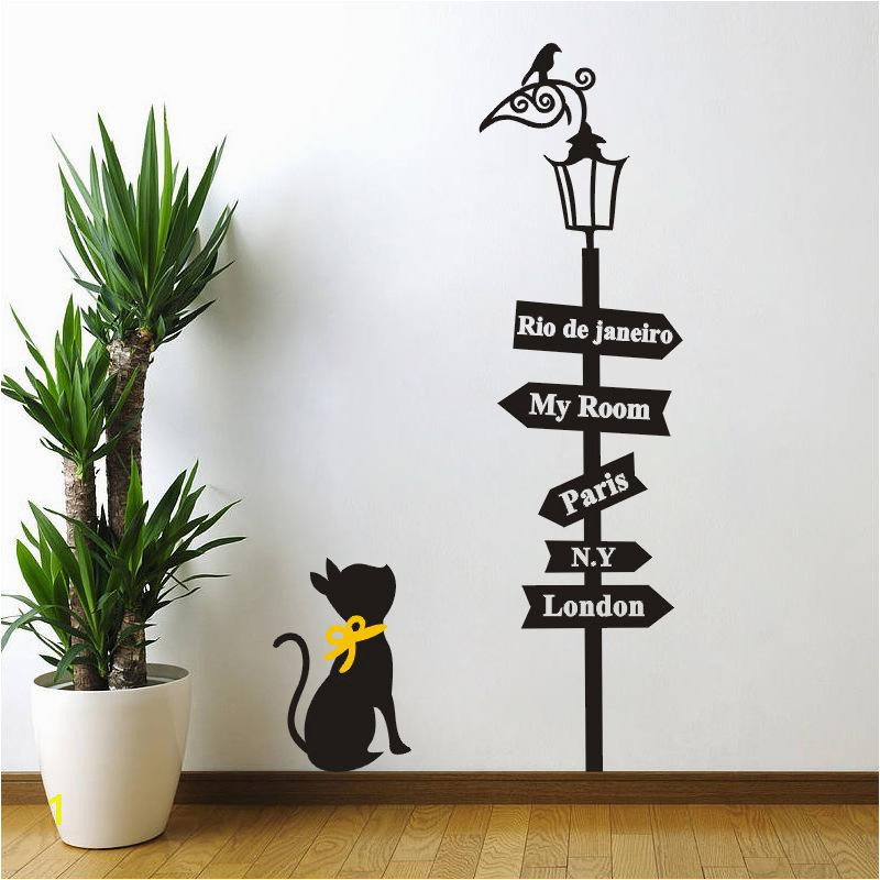 Big Cat Wall Murals 85x48cm Pvc Cartoon Cat Signs Pattern Wall Stickers Living Room Bedroom Tv sofa Background Decorative Stickers Stickers for the Wall Stickers for Wall