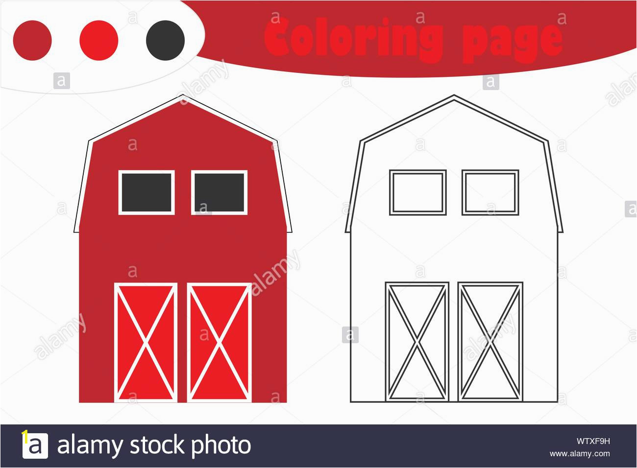 farm barn in cartoon style coloring page spring education paper game for the development of children kids preschool activity printable worksheet WTXF9H