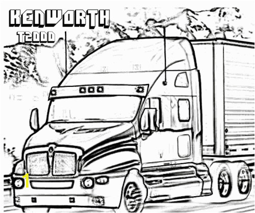 Big Truck Coloring Pages Kenworth T2000 Truck Coloring Page