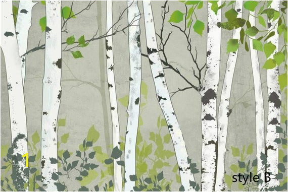 Birch Tree forest Wall Mural Hand Painted Oil Painting Birch Trees Wallpaper Wall Mural Trees forest Birch Wall Mural Oil Painting Birch Wall Mural for Home Decor